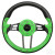 RHOX Steering Wheel, Aviator 4 Lime Green Grip/Black Spokes 13" Diameter