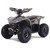 The image features the Denago E-Hawk 6 ATV, a sleek and modern electric ATV designed for kids aged 6 and up. The ATV showcases a bold black finish with multicolored LED lights, giving it a stylish and futuristic look. The rugged all-terrain tires (AT 16 x 8-7) and double A-arm front suspension highlight its capability to handle various terrains, from dirt trails to grassy fields. The handlebar-mounted controls, including the push-button gear selector and keyed ignition, are clearly visible, emphasizing the ATV's user-friendly design. The compact dimensions (51" x 31" x 32.5") and low seat height (23.5") make it perfectly sized for young riders, while the 48V removable lithium-ion battery and 1600W brushless electric motor underscore its eco-friendly and high-performance features. Safety elements like dual hydraulic disk brakes and an anti-theft alarm are subtly integrated into the design. This image captures the essence of the E-Hawk 6 ATV as a safe, fun, and technologically advanced electric vehicle for kids.