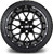 MODZ® Vortex Glossy Black 14" Golf Cart Wheels and MODZ® Street Fox (205/40-R14) Golf Cart Radial Tires Combo - Set of 4