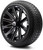 MODZ® Mauler Glossy Black with Ball Mill 14" Golf Cart Wheels and Arisun Cruze (205/30-14) Low Profile DOT Golf Cart Tires Combo - Set of 4