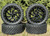 14" Glossy Black Phantom Golf Cart Wheels Milled Spokes W/ 23x10-14 All Terrain/Street Use Tire/DOT Certified, Compatable W/EZGO/Club Car/YMH, Quiet and Smooth Ride,; Lift Kit Required. 14" Glossy Black Phantom Golf Cart Wheels Milled Spokes W/ 23x10-14 All Terrain/Street Use Tire/DOT Certified, Compatable W/EZGO/Club Car/YMH, Quiet and Smooth Ride,; Lift Kit Required.