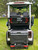 Evolution D-MAX GT4 luxury electric golf cart with forward-facing design, black automotive-grade seats, 10.1-inch touchscreen with CarPlay, 24-speaker audio system, LED lighting, and aluminum wheels, built for performance and style.