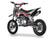 Syx Moto PAD125-1S 125cc semi-automatic pit bike featuring a black steel frame, aggressive new plastics design, and knobby off-road tires. The bike is shown in an off-road setting, highlighting its front hydraulic disc brake, remote oil cooler, and dual start system. The 14-inch front wheel and 12-inch rear wheel with heavy-duty spokes are clearly visible. Syx Moto PAD125-1S 125cc semi-automatic pit bike featuring a black steel frame, aggressive new plastics design, and knobby off-road tires. The bike is shown in an off-road setting, highlighting its front hydraulic disc brake, remote oil cooler, and dual start system. The 14-inch front wheel and 12-inch rear wheel with heavy-duty spokes are clearly visible.
