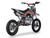 Syx Moto PAD125-1S 125cc semi-automatic pit bike featuring a black steel frame, aggressive new plastics design, and knobby off-road tires. The bike is shown in an off-road setting, highlighting its front hydraulic disc brake, remote oil cooler, and dual start system. The 14-inch front wheel and 12-inch rear wheel with heavy-duty spokes are clearly visible. Syx Moto PAD125-1S 125cc semi-automatic pit bike featuring a black steel frame, aggressive new plastics design, and knobby off-road tires. The bike is shown in an off-road setting, highlighting its front hydraulic disc brake, remote oil cooler, and dual start system. The 14-inch front wheel and 12-inch rear wheel with heavy-duty spokes are clearly visible.