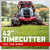 The TORO 42" TimeCutter® Zero Turn Mower in action, effortlessly maneuvering around trees and obstacles with its 42" stamped steel deck and 22 HP Briggs & Stratton engine. Highlighting its wide 18" rear tires, handcrafted seat, step-through front end, and Smart Speed® controls. Perfect for homeowners with up to 2 acres of lawn.