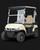 Beige Tara Spirit Pro electric golf cart with luxury seating, foldable windshield, turf-friendly tires, and refined golf course styling.