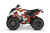 The image showcases the Kayo Storm 150 EFI ATV, a rugged and stylish all-terrain vehicle designed for off-road adventures. The ATV features a sleek black and red color scheme, with aggressive front tires, a double A-arm suspension system, and a sturdy frame. The image highlights the ATV's compact design, hydraulic disc brakes, and comfortable seat, making it an ideal choice for riders seeking performance and reliability on challenging terrains.
