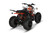 The image showcases the Kayo Storm 150 EFI ATV, a rugged and stylish all-terrain vehicle designed for off-road adventures. The ATV features a sleek black and red color scheme, with aggressive front tires, a double A-arm suspension system, and a sturdy frame. The image highlights the ATV's compact design, hydraulic disc brakes, and comfortable seat, making it an ideal choice for riders seeking performance and reliability on challenging terrains.