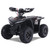 The image features the Denago E-Hawk 6 ATV, a sleek and modern electric ATV designed for kids aged 6 and up. The ATV showcases a bold black finish with multicolored LED lights, giving it a stylish and futuristic look. The rugged all-terrain tires (AT 16 x 8-7) and double A-arm front suspension highlight its capability to handle various terrains, from dirt trails to grassy fields. The handlebar-mounted controls, including the push-button gear selector and keyed ignition, are clearly visible, emphasizing the ATV's user-friendly design. The compact dimensions (51" x 31" x 32.5") and low seat height (23.5") make it perfectly sized for young riders, while the 48V removable lithium-ion battery and 1600W brushless electric motor underscore its eco-friendly and high-performance features. Safety elements like dual hydraulic disk brakes and an anti-theft alarm are subtly integrated into the design. This image captures the essence of the E-Hawk 6 ATV as a safe, fun, and technologically advanced electric vehicle for kids.