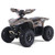 The image features the Denago E-Hawk 6 ATV, a sleek and modern electric ATV designed for kids aged 6 and up. The ATV showcases a bold black finish with multicolored LED lights, giving it a stylish and futuristic look. The rugged all-terrain tires (AT 16 x 8-7) and double A-arm front suspension highlight its capability to handle various terrains, from dirt trails to grassy fields. The handlebar-mounted controls, including the push-button gear selector and keyed ignition, are clearly visible, emphasizing the ATV's user-friendly design. The compact dimensions (51" x 31" x 32.5") and low seat height (23.5") make it perfectly sized for young riders, while the 48V removable lithium-ion battery and 1600W brushless electric motor underscore its eco-friendly and high-performance features. Safety elements like dual hydraulic disk brakes and an anti-theft alarm are subtly integrated into the design. This image captures the essence of the E-Hawk 6 ATV as a safe, fun, and technologically advanced electric vehicle for kids.