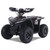 The image features the Denago E-Hawk 6 ATV, a sleek and modern electric ATV designed for kids aged 6 and up. The ATV showcases a bold black finish with multicolored LED lights, giving it a stylish and futuristic look. The rugged all-terrain tires (AT 16 x 8-7) and double A-arm front suspension highlight its capability to handle various terrains, from dirt trails to grassy fields. The handlebar-mounted controls, including the push-button gear selector and keyed ignition, are clearly visible, emphasizing the ATV's user-friendly design. The compact dimensions (51" x 31" x 32.5") and low seat height (23.5") make it perfectly sized for young riders, while the 48V removable lithium-ion battery and 1600W brushless electric motor underscore its eco-friendly and high-performance features. Safety elements like dual hydraulic disk brakes and an anti-theft alarm are subtly integrated into the design. This image captures the essence of the E-Hawk 6 ATV as a safe, fun, and technologically advanced electric vehicle for kids.
