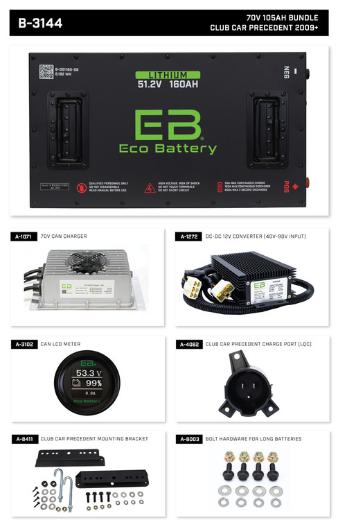 Eco Lithium Battery Complete Bundle for Club Car Precedent (09+)/Onward/Tempo 70V 105Ah Eco Lithium Battery Complete Bundle for Club Car Precedent (09+)/Onward/Tempo 70V 105Ah
