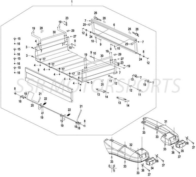 BED BOTTOM / SIDES BLUE (Bison 200)