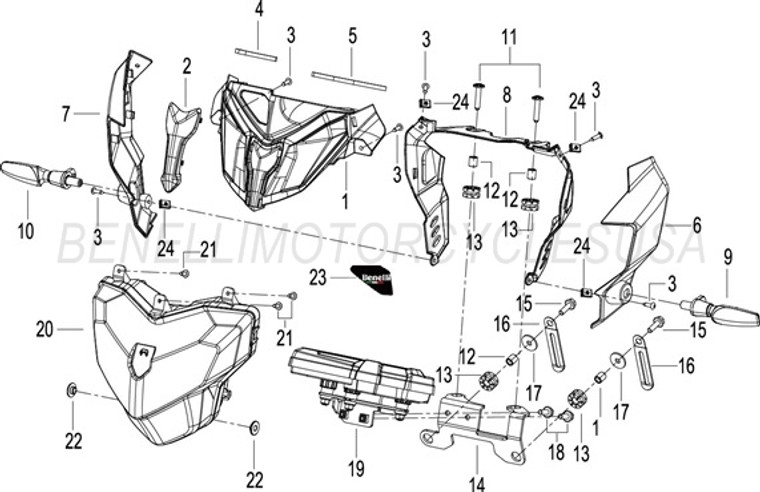 Benelli TNT 135 Speedometer & Headlight Assembly