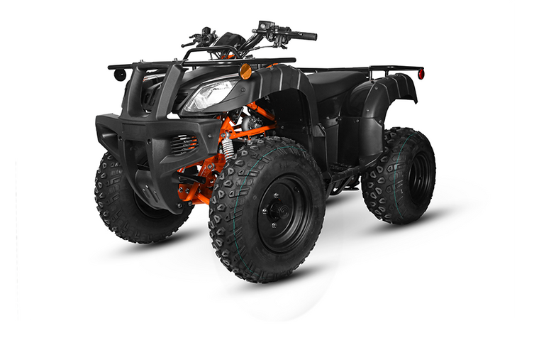 The image showcases the Kayo Bull 180 ATV, a rugged and stylish all-terrain vehicle designed for off-road adventures. The ATV features a bold color scheme, aggressive front tires, a double A-arm suspension system, and a sturdy frame. The image highlights the ATV's compact yet powerful design, hydraulic disc brakes, and comfortable seat, making it an ideal choice for riders seeking performance and reliability on challenging terrains. The image showcases the Kayo Bull 180 ATV, a rugged and stylish all-terrain vehicle designed for off-road adventures. The ATV features a bold color scheme, aggressive front tires, a double A-arm suspension system, and a sturdy frame. The image highlights the ATV's compact yet powerful design, hydraulic disc brakes, and comfortable seat, making it an ideal choice for riders seeking performance and reliability on challenging terrains.