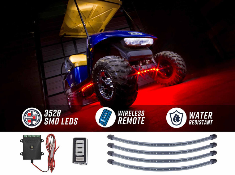 4pc Red LED Golf Cart Underbody Lighting Kit 4pc Red LED Golf Cart Underbody Lighting Kit