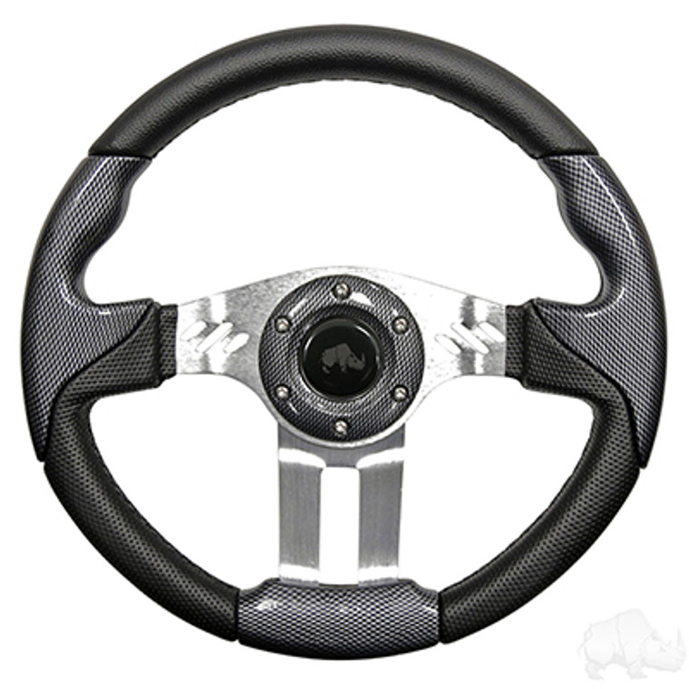RHOX Steering Wheel, Aviator 5 Carbon Fiber Grip/Brushed Aluminum Spokes 13" Diameter