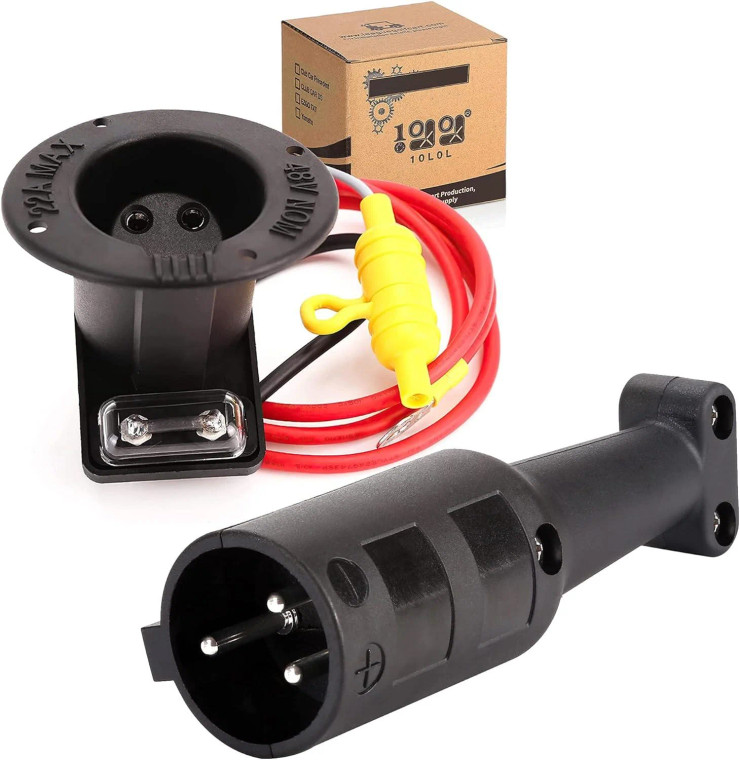 48V DC Golf Cart Charger Plug and Socket 3-Prong for Club Car DS & Powerdrive