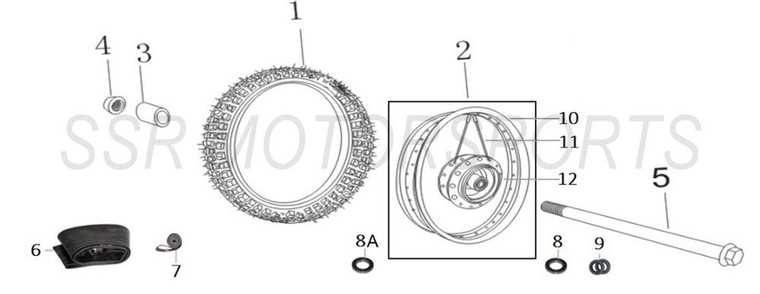 FRONT WHEEL ASSEMBLY 1.4-10 (28 SPOKE) SSR SR70AUTO