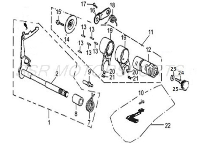 Shift Shaft Assembly for SSR SR125, TR125, SR125R, SR125RB, SR140R, SR140RD