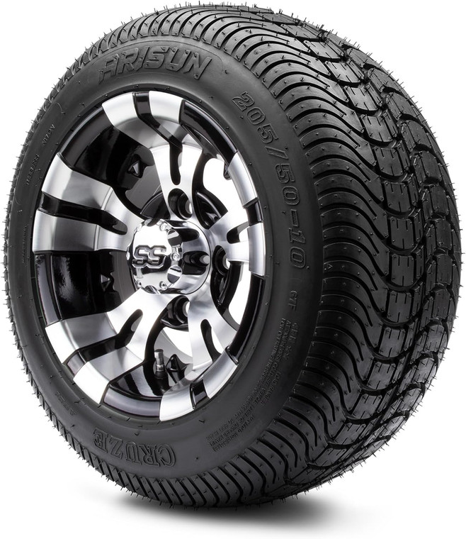MODZ® Vampire 10" Golf Cart Wheels and Arisun Cruze (205/50-10) DOT Low Profile Golf Cart Tires Combo - Set of 4 MODZ® Vampire 10" Golf Cart Wheels and Arisun Cruze (205/50-10) DOT Low Profile Golf Cart Tires Combo - Set of 4