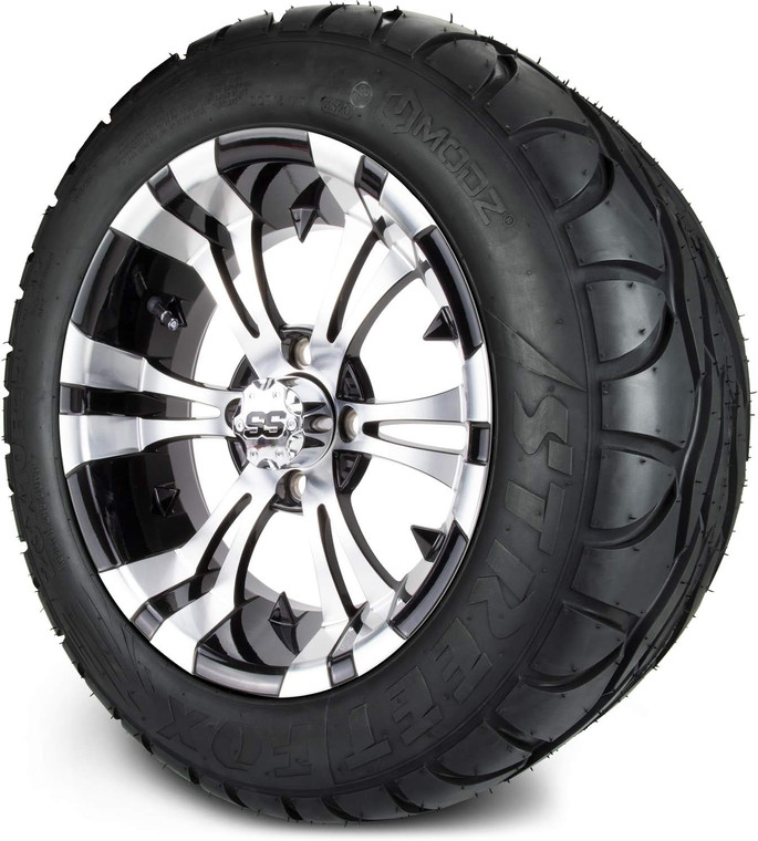 MODZ® Vampire 14" Golf Cart Wheels and MODZ® Street Fox (23x10-14) Golf Cart Radial Tires Combo - Set of 4