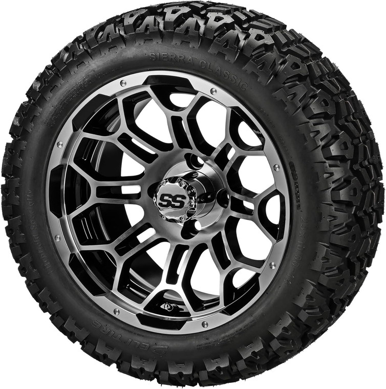 14" Hercules Black/Machined on 23x10-14 Sierra Sport Tires (Set of 4)