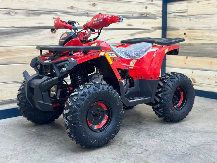 “2026 Denago Mudhawk 10 red youth ATV – fully assembled or crate option”