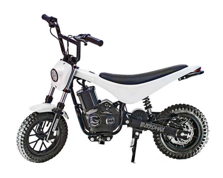 "The Burromax TT350R Lithium-Ion Electric Mini Bike is a high-performance pit bike with a 350W motor, 24V battery, and full suspension. Featuring a hydro-dipped carbon fiber design, variable throttle, and two-speed modes (8 mph / 17 mph), this lightweight (50.7 lbs) electric dirt bike is perfect for kids and adults up to 180 lbs. Ideal for off-road adventures, pit riding, and neighborhood cruising." "The Burromax TT350R Lithium-Ion Electric Mini Bike is a high-performance pit bike with a 350W motor, 24V battery, and full suspension. Featuring a hydro-dipped carbon fiber design, variable throttle, and two-speed modes (8 mph / 17 mph), this lightweight (50.7 lbs) electric dirt bike is perfect for kids and adults up to 180 lbs. Ideal for off-road adventures, pit riding, and neighborhood cruising."