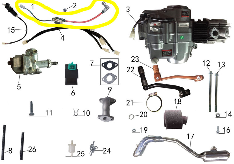 ignition coil for Denago MX2 and MX3 pit bikes. This high-voltage CDI unit features a durable black housing, copper windings, and a pre-installed spark plug cap. Engineered for high-spark output and long-lasting ignition reliability.