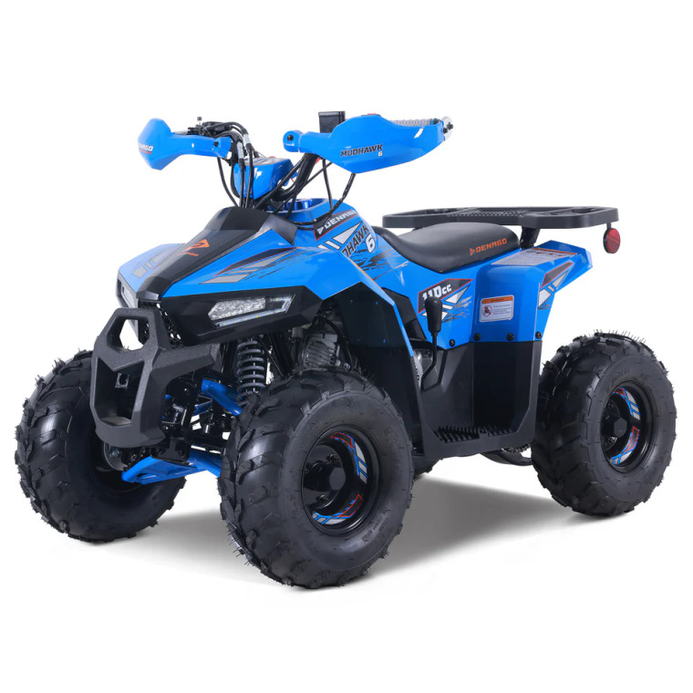 Denago Mudhawk 6 youth ATV Blue – kids 4 wheeler with remote shut-off.