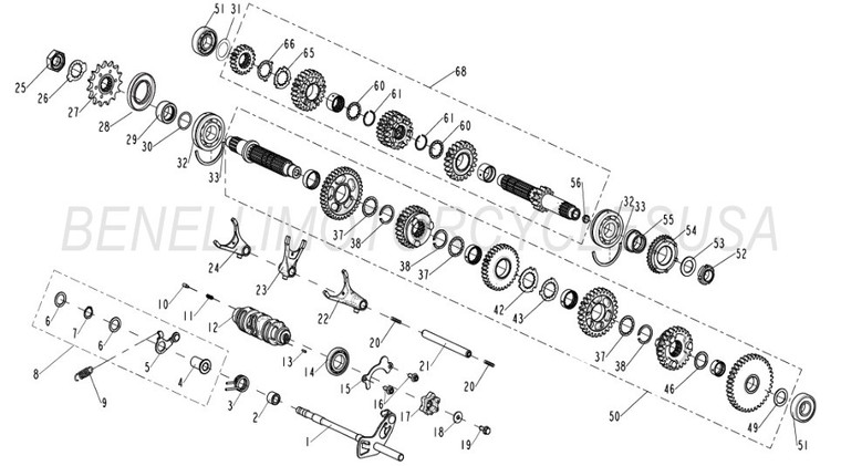 COUNTERSHAFT ASSEMBLY FOR BENELI TNT600/ BENELLI LEONCINO