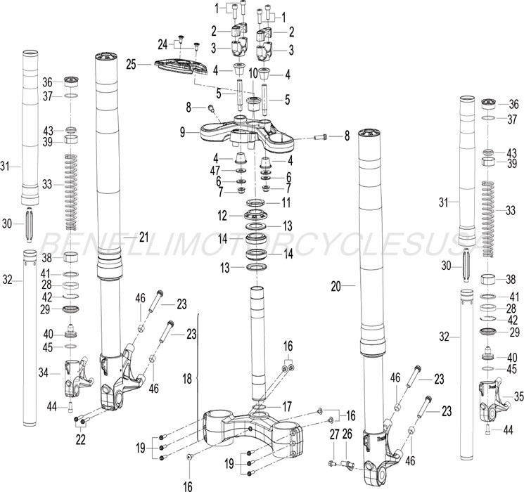 RIGHT FRONT FORK ASSEMBLY for Benelli TRK502