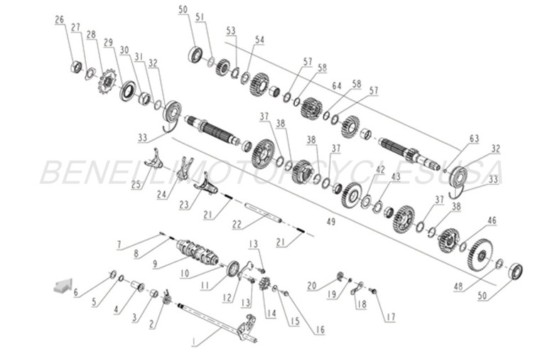 TRANSMISSION MAINSHAFT ASSEMBLY  for Beneli TNT 300