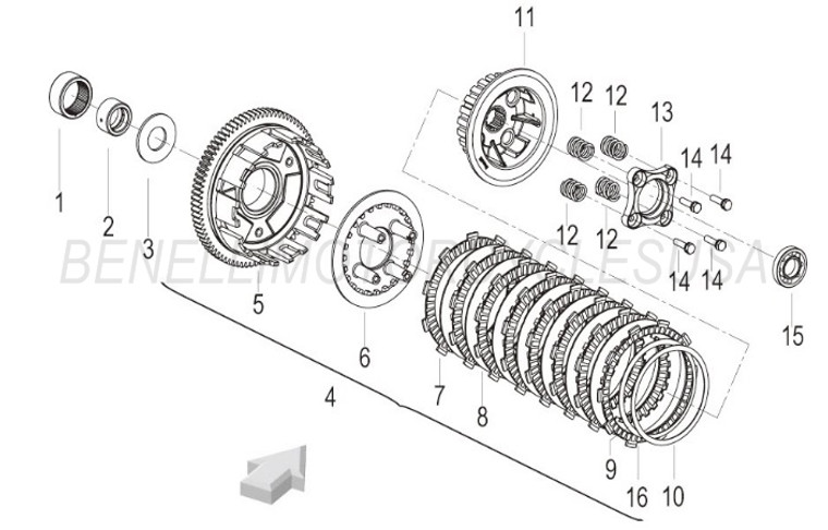 CLUTCH ASSEMBLY W/ OUTER BASKET FOR BENELI TNT600