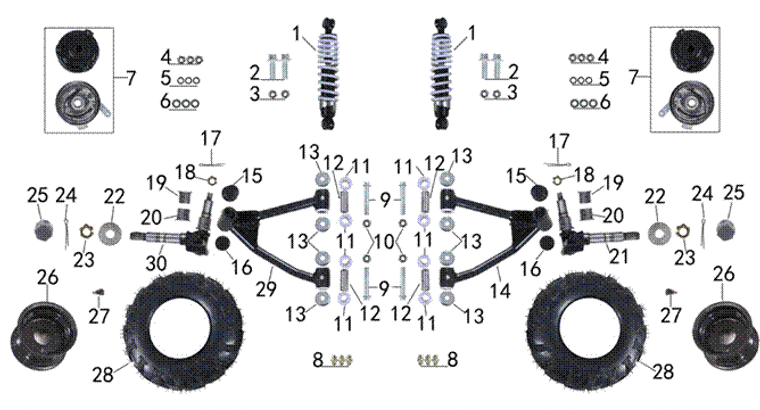 (7) Drum Brake Assembly (Front Left & Right Set) (7) Drum Brake Assembly (Front Left & Right Set)
