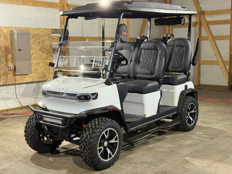 TEKO EV Trophy 4 passenger forward facing lithium electric golf cart with LED lighting, 10.1 inch touchscreen display and premium sound system at East Central Sports Rush City Minnesota