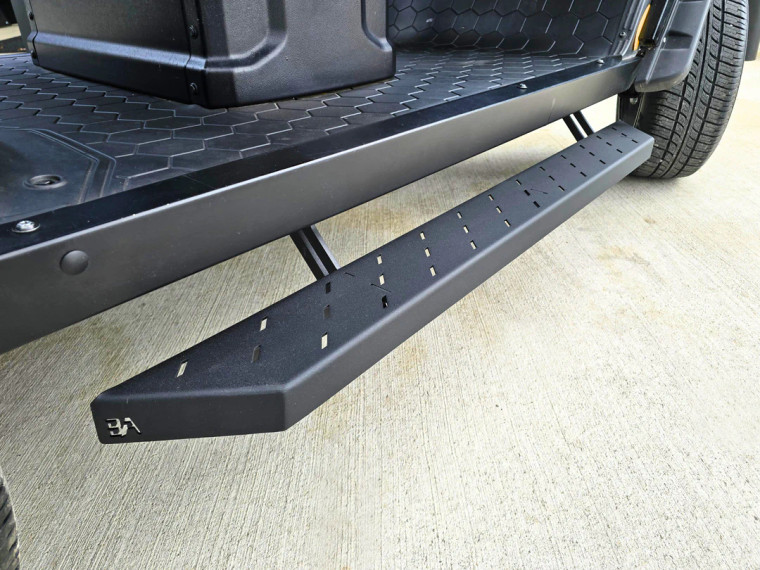 BA TrailSteps full length heavy duty side steps installed on EZGO Liberty golf cart at East Central Sports Rush City Minnesota