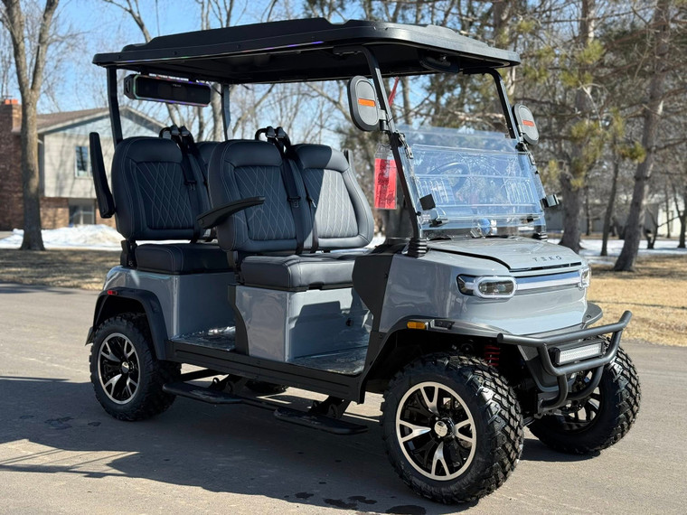 TEKO EV Trophy 4 passenger forward facing lithium electric golf cart with LED lighting, 10.1 inch touchscreen display and premium sound system at East Central Sports Rush City Minnesota
