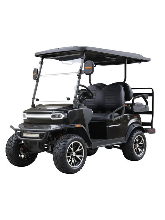 TEKO EV Turbo 4 passenger lithium electric golf cart with touchscreen display, LED underglow lighting and rear flip seat at East Central Sports Rush City Minnesota