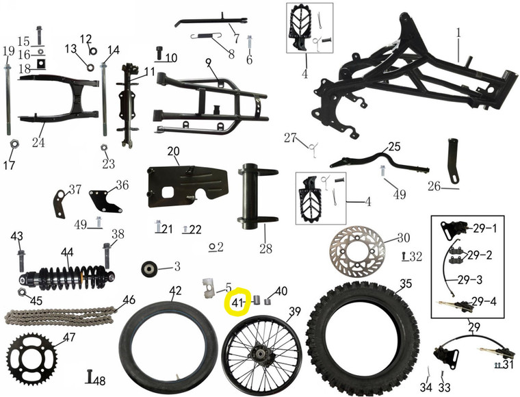 Rear Wheel Spacer Left Side for Denago MX2 / MX3
