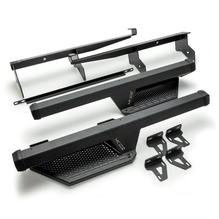 MODZ 4 Passenger Nerf Bar Kit – Black Powder-Coated Side Steps for Teko Turbo Golf Carts
