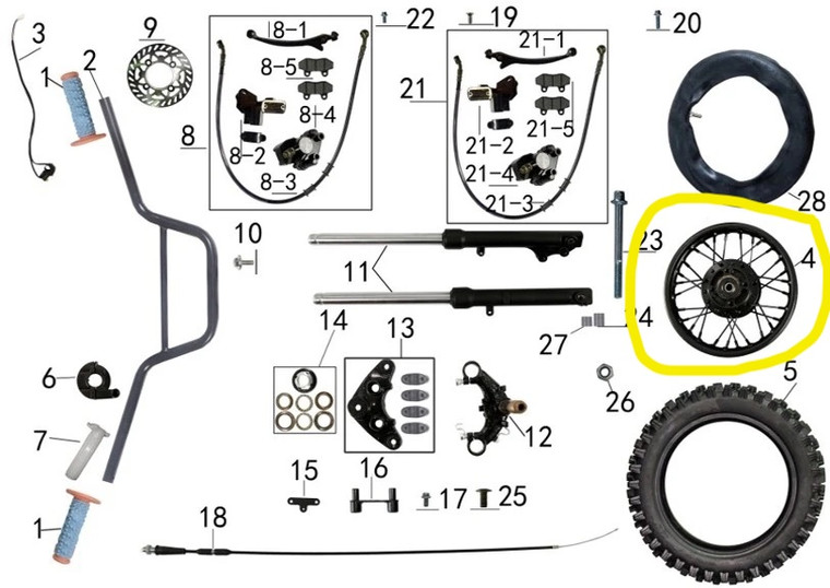 Front Wheel Assembly for Denago MX