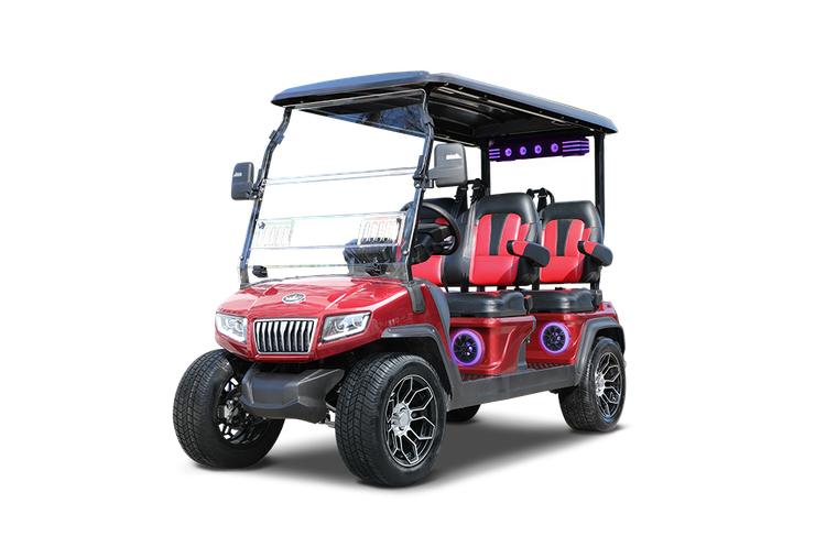2027 Evolution D5 Ranger 4 Plus Flamenco Red lithium golf cart