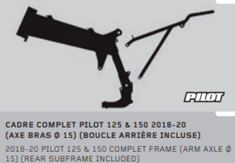 (21) PILOT 125 & 150 COMPLET FRAME BLACK (REAR SUBFRAME INCLUDED) 2018-20