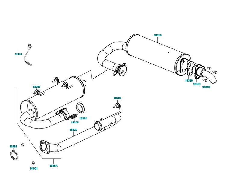 KYMCO UXV 450i Exhaust Assembly