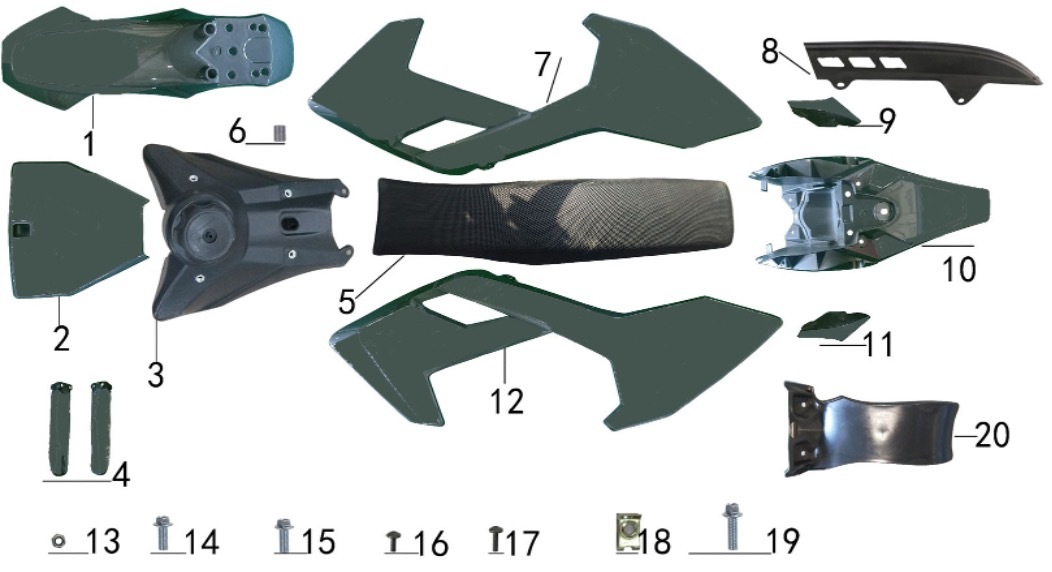 Plastics, Seat, Gas Tank