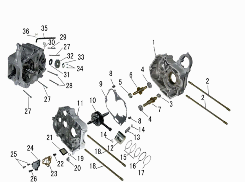 Crankcase with Crankshaft & Piston