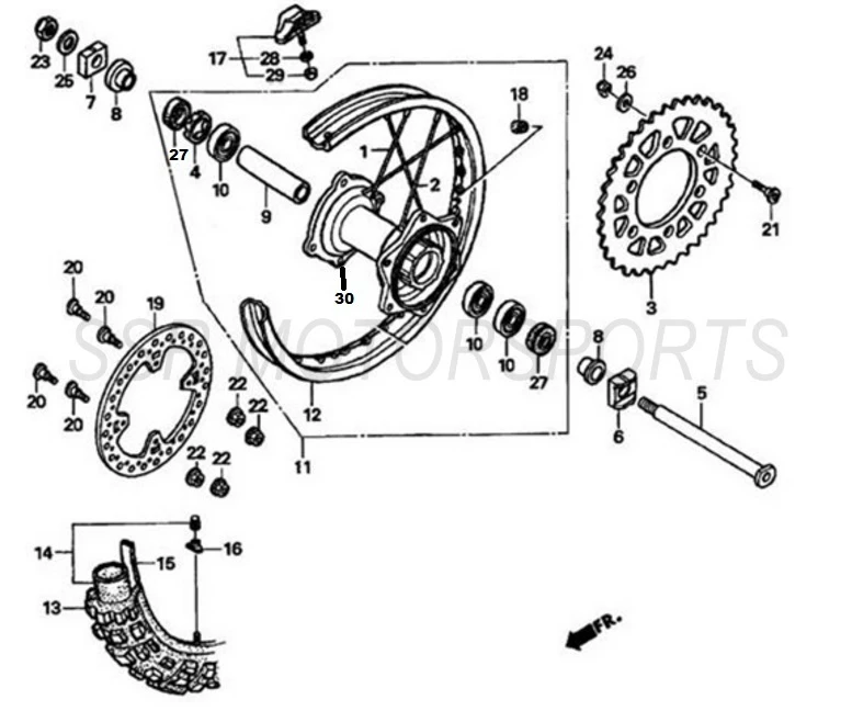 2017 SSR SR250S - Rear Wheel Parts Diagram