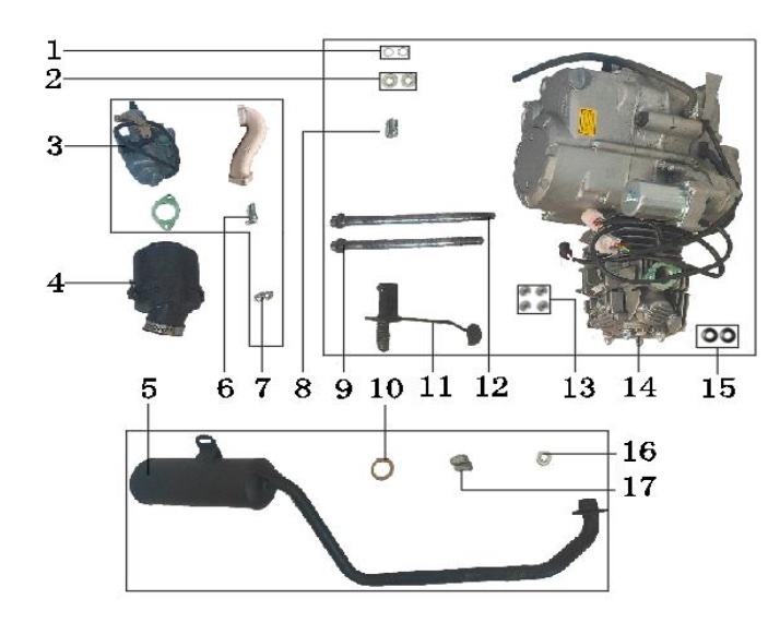 Engine Assembly-Air Filter-Exhaust